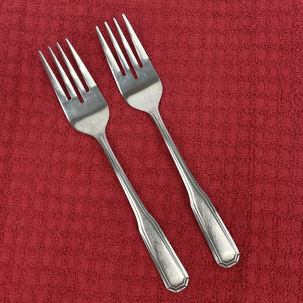 2 VTG Ekco Eterna FORUM 6-3/8" Stainless Salad Forks Dinnerware Flatware Korea